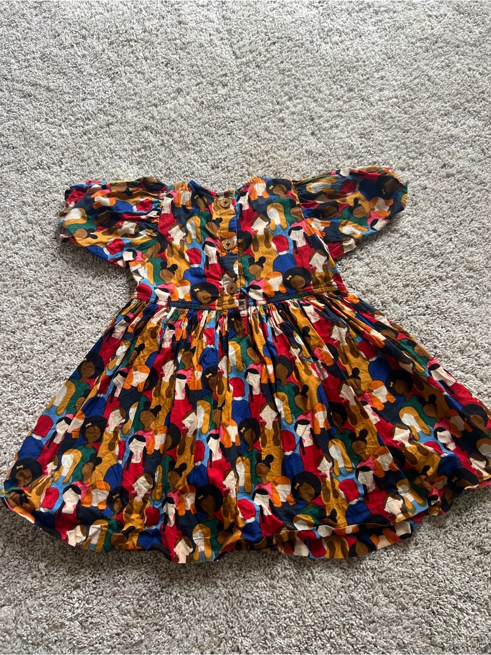 Pink Chicken Girls' Multicolor Patterned Dress with Mustard, Red, Blue